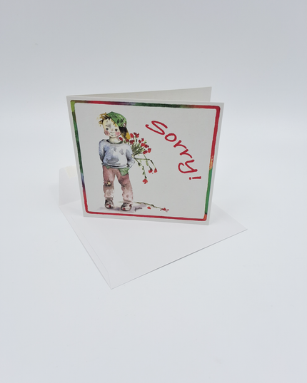 Vierkante wenskaart kind, "Sorry"