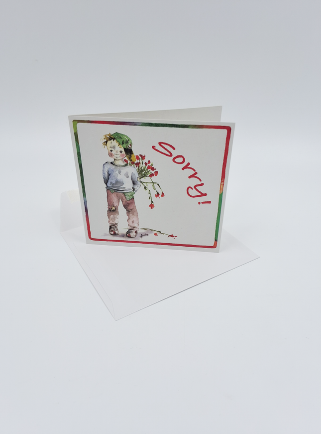 Vierkante wenskaart kind, "Sorry"