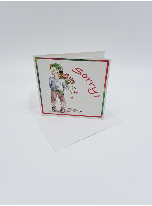Vierkante wenskaart kind, "Sorry"