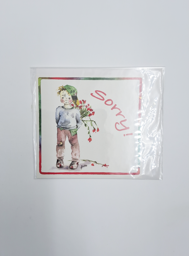 Vierkante wenskaart kind, "Sorry"