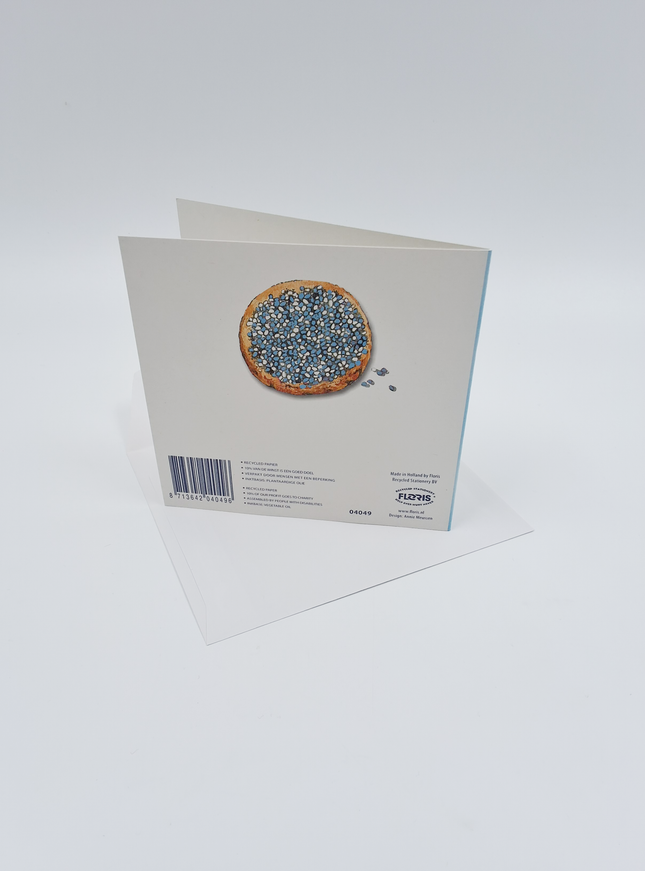 Vierkante wenskaart geboorte beschuit, "Een jongen"