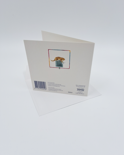 Vierkante wenskaart poes, "Ik heb aan je gedacht"