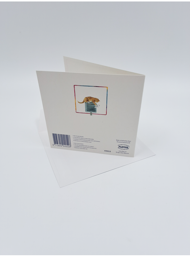 Vierkante wenskaart poes, "Ik heb aan je gedacht"