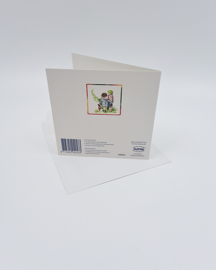 Vierkante wenskaart jongen en meisje, "Beste vrienden"