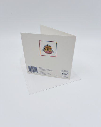 Vierkante wenskaart hond, "Heel veel sterkte"