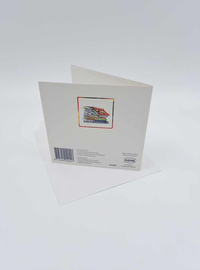 Vierkante wenskaart boeken, "Geslaagd!"