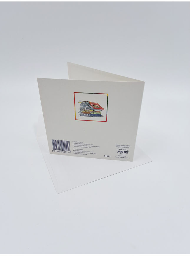 Vierkante wenskaart boeken, "Geslaagd!"