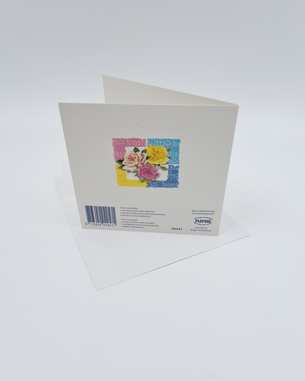 Vierkante wenskaart rozen, "Gefeliciteerd!"