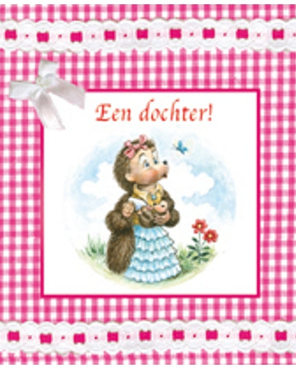 Vierkante wenskaart tulpen , "Een dochter!"