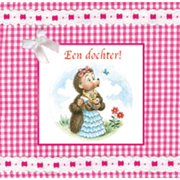 Vierkante wenskaart tulpen , "Een dochter!"