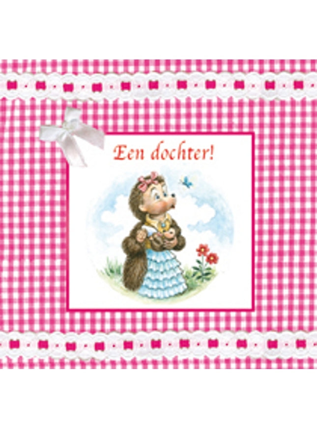 Vierkante wenskaart tulpen , "Een dochter!"