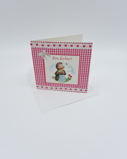 Vierkante wenskaart tulpen , "Een dochter!"