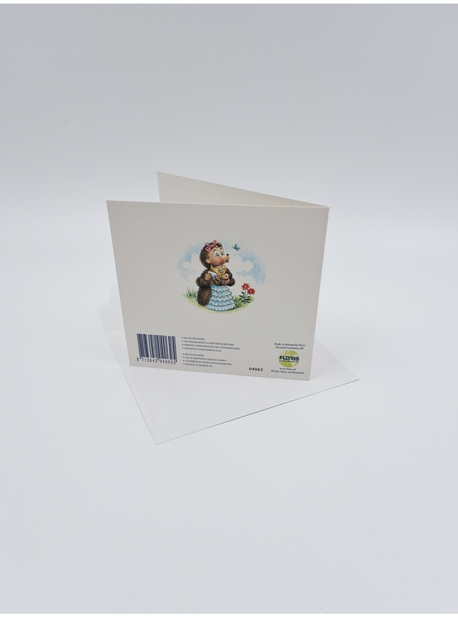 Vierkante wenskaart tulpen , "Een dochter!"