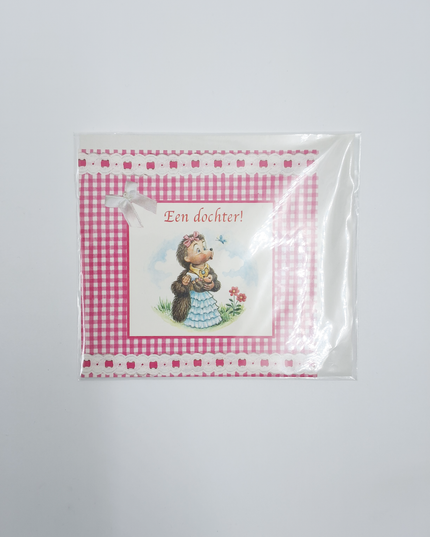 Vierkante wenskaart tulpen , "Een dochter!"