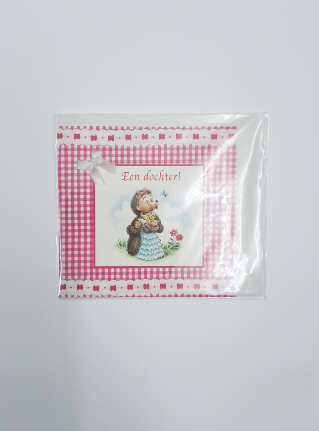 Vierkante wenskaart tulpen , "Een dochter!"