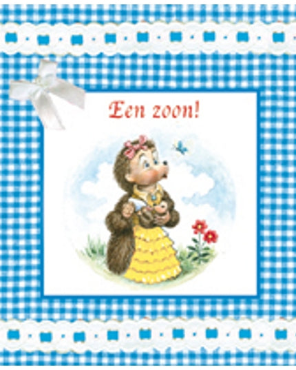 Vierkante wenskaart tulpen, "Een zoon!"