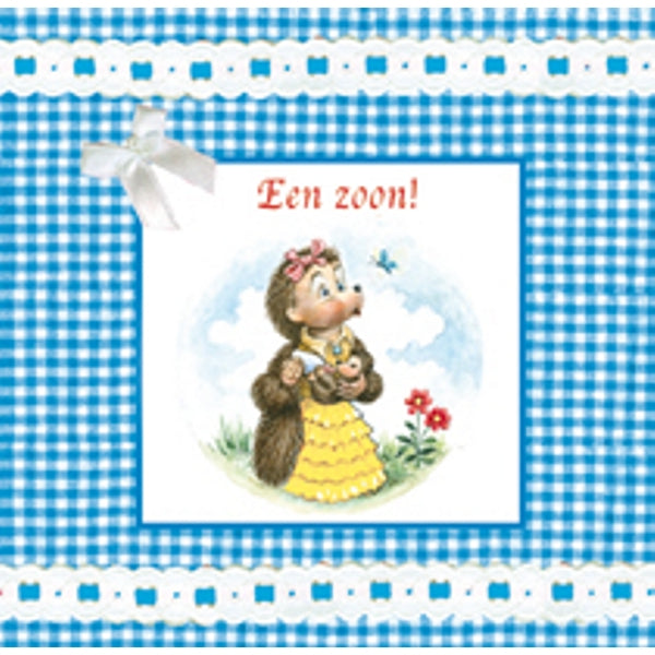 Vierkante wenskaart tulpen, "Een zoon!"