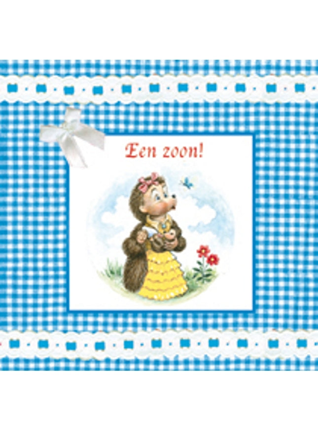 Vierkante wenskaart tulpen, "Een zoon!"