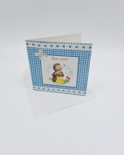Vierkante wenskaart tulpen, "Een zoon!"