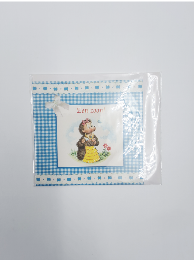 Vierkante wenskaart tulpen, "Een zoon!"