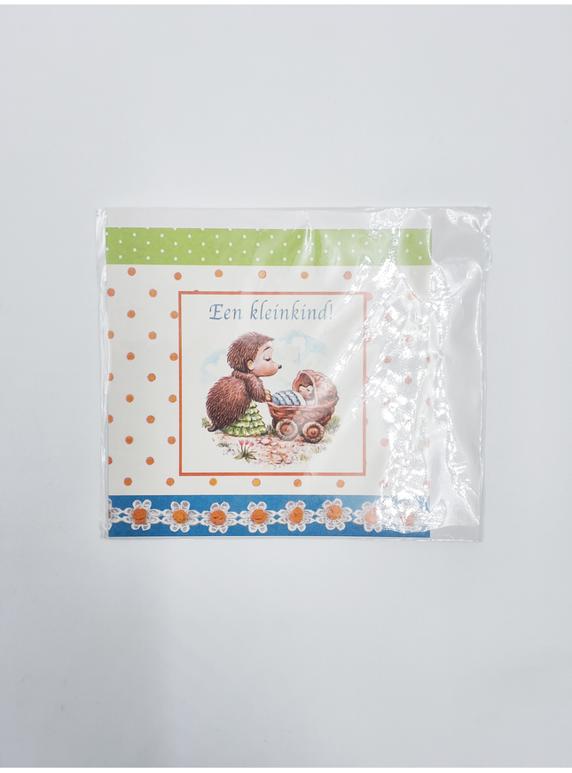 Vierkante wenskaart tulpen, "Een kleinkind!"