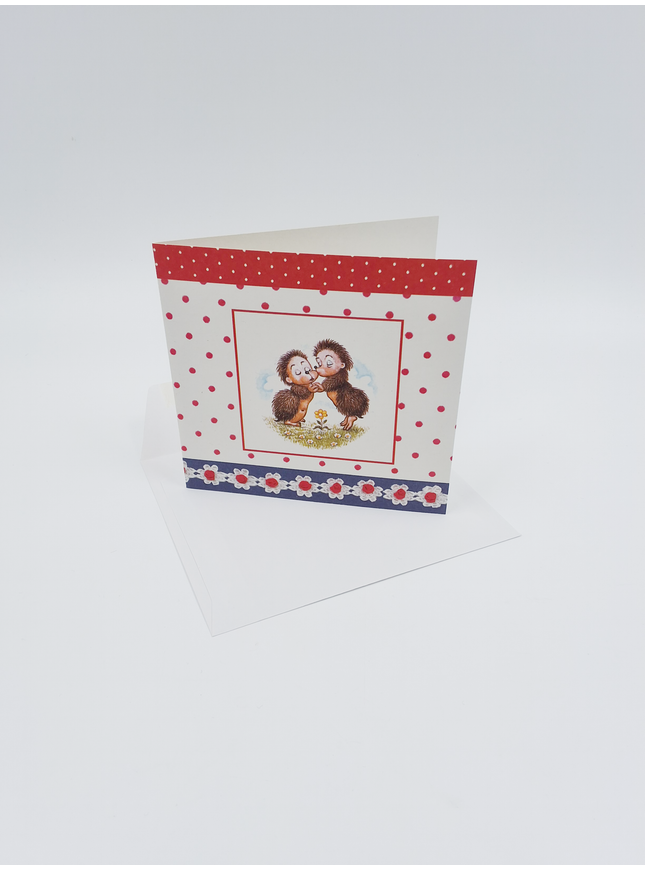 Vierkante wenskaart twee egels