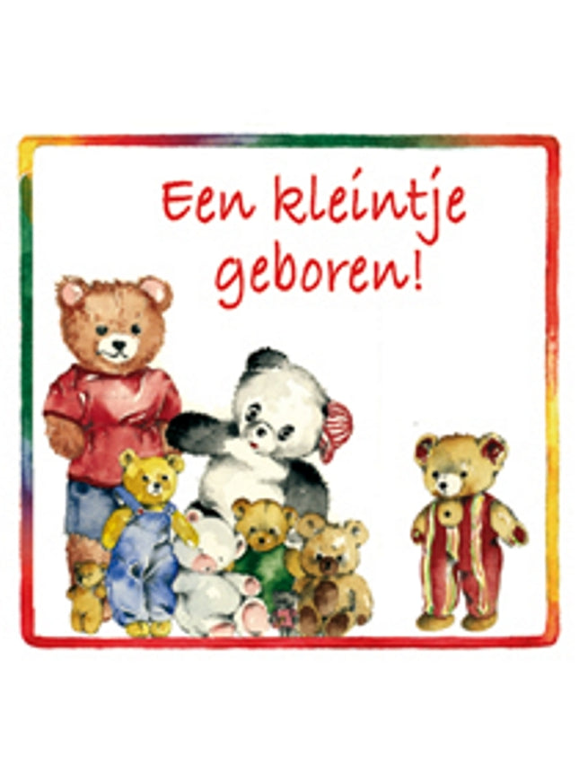 Vierkante wenskaart geboorte, "Een kleintje geboren!"