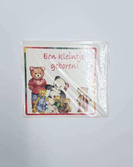 Vierkante wenskaart geboorte, "Een kleintje geboren!"