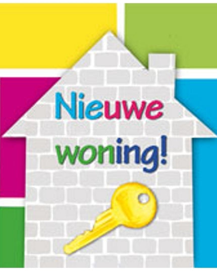 Vierkante wenskaart "Nieuwe woning!"