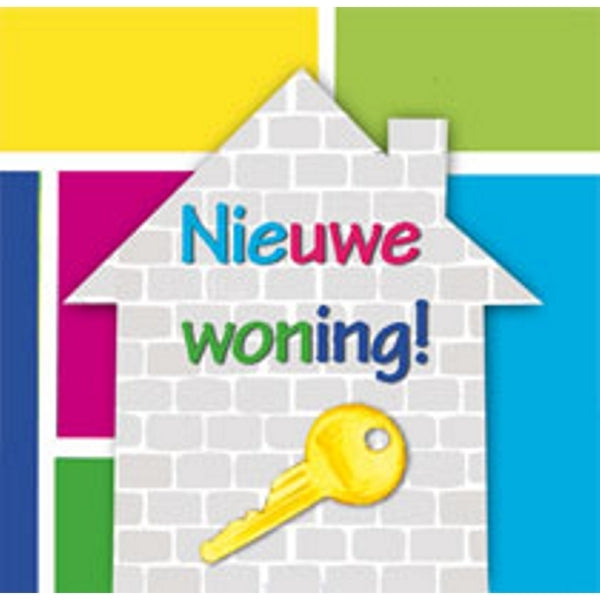 Vierkante wenskaart "Nieuwe woning!"
