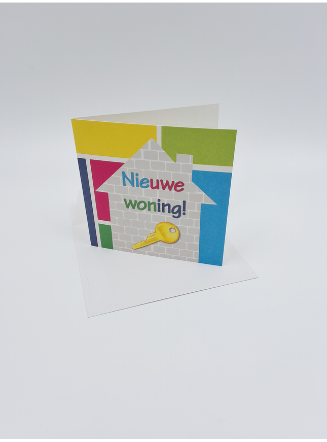 Vierkante wenskaart "Nieuwe woning!"