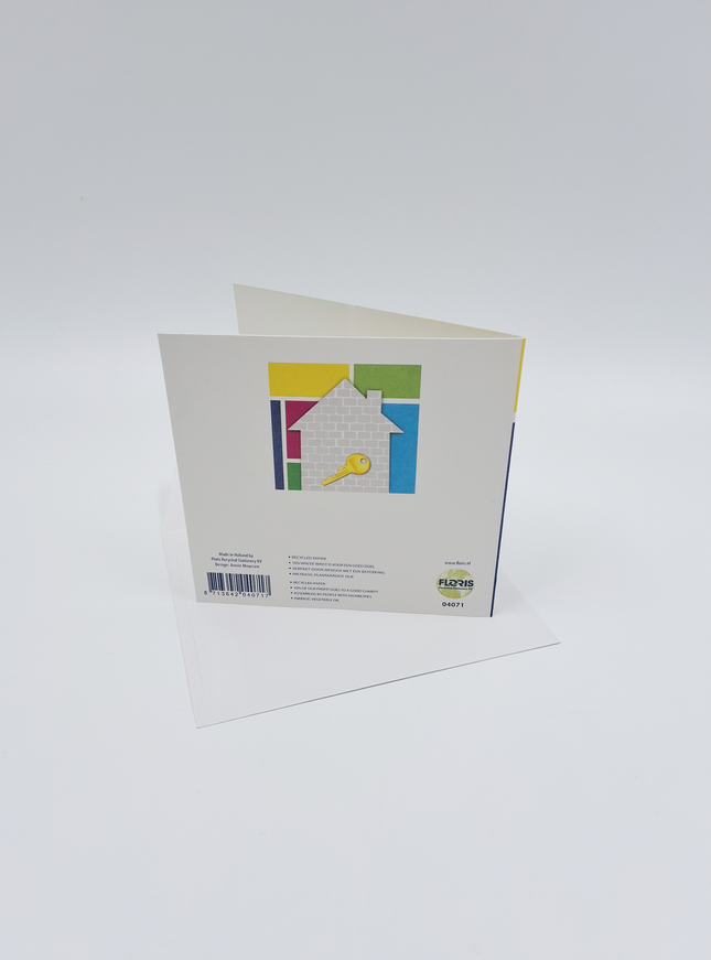 Vierkante wenskaart "Nieuwe woning!"