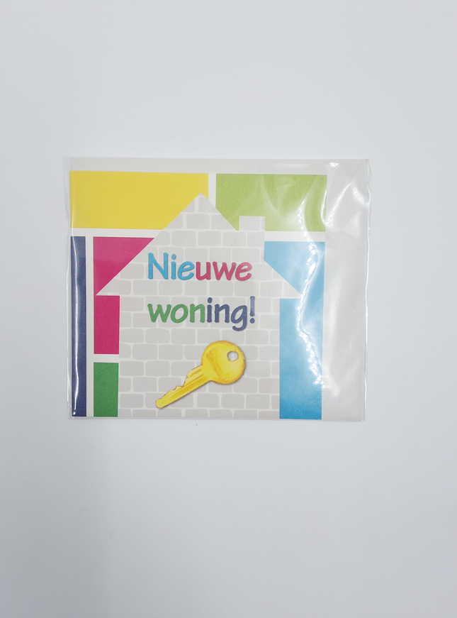 Vierkante wenskaart "Nieuwe woning!"