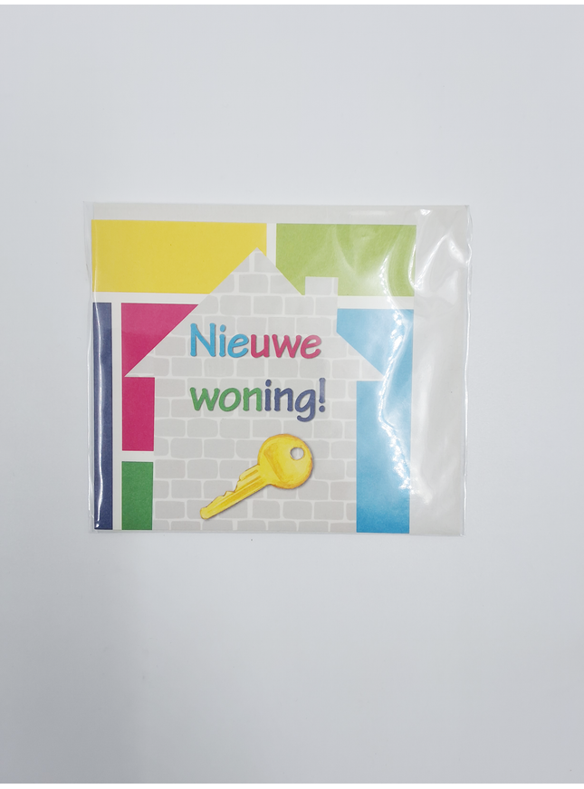 Vierkante wenskaart "Nieuwe woning!"