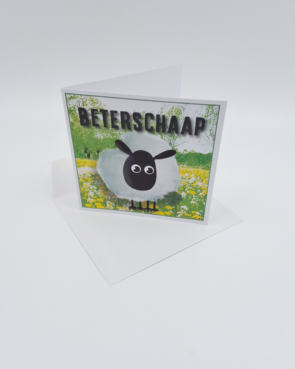 Vierkante wenskaart "Beterschaap!"