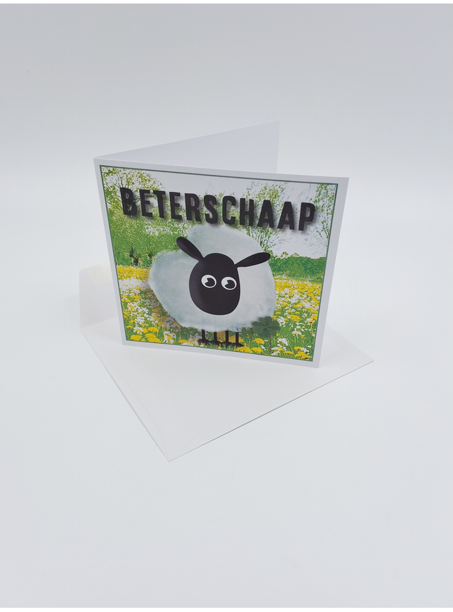 Vierkante wenskaart "Beterschaap!"