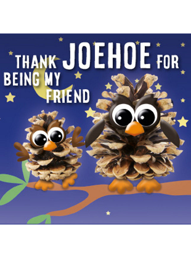 Vierkante wenskaart "Thank joehoe for being my friend"