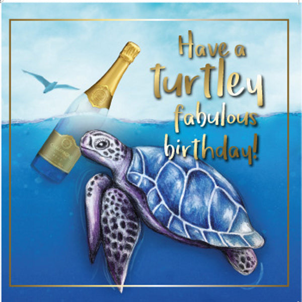 Vierkante wenskaart "Have a turtley fabulous birthday!"