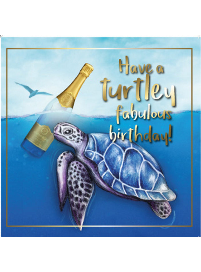 Vierkante wenskaart "Have a turtley fabulous birthday!"