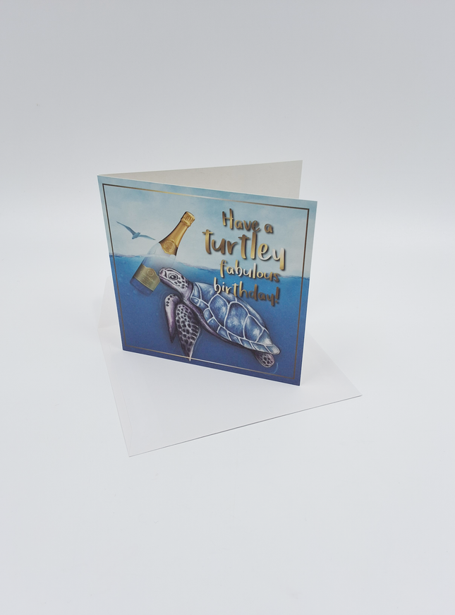 Vierkante wenskaart "Have a turtley fabulous birthday!"