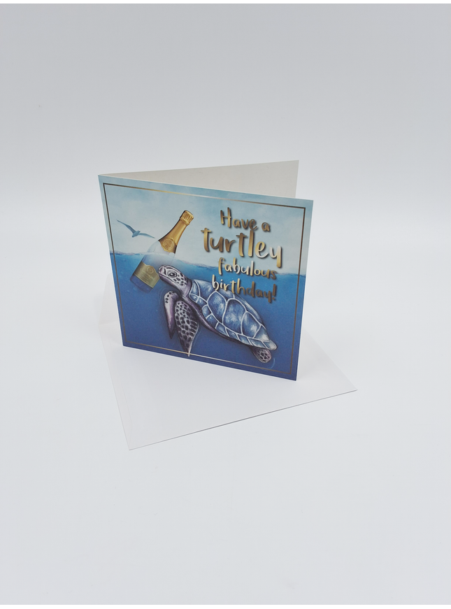 Vierkante wenskaart "Have a turtley fabulous birthday!"