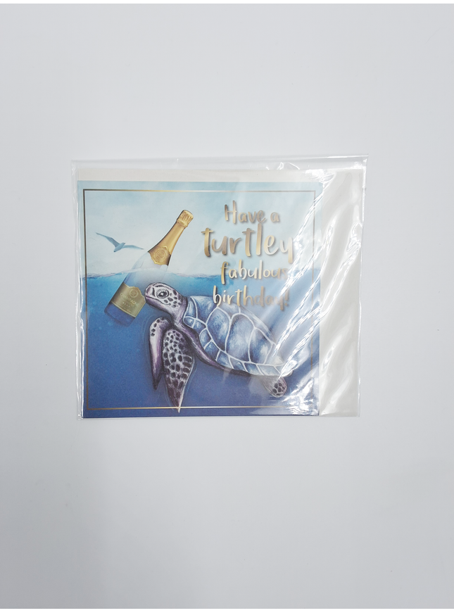 Vierkante wenskaart "Have a turtley fabulous birthday!"