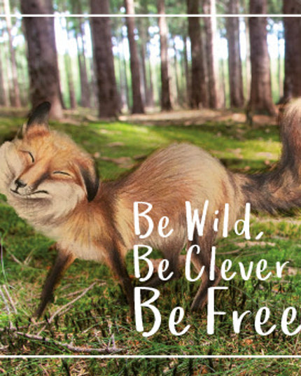 Vierkante wenskaart "Be Wild, Be Clever, Be Free!"