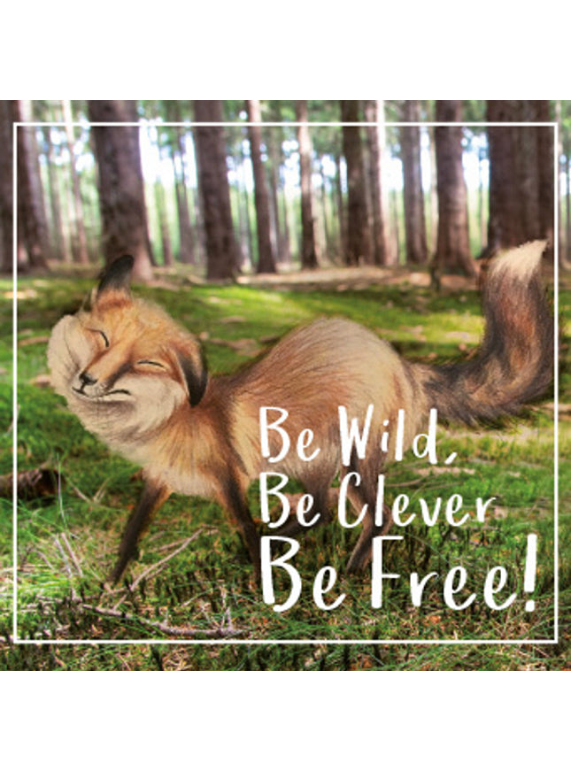 Vierkante wenskaart "Be Wild, Be Clever, Be Free!"