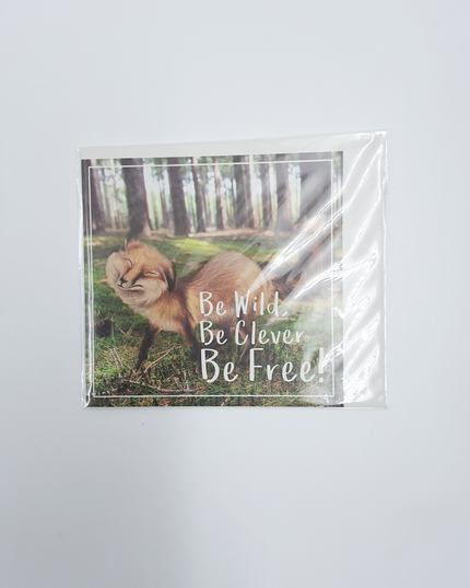Vierkante wenskaart "Be Wild, Be Clever, Be Free!"