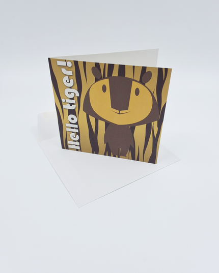 Vierkante wenskaart "Hello tiger!"