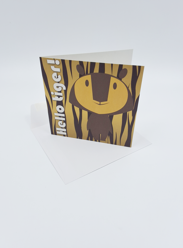 Vierkante wenskaart "Hello tiger!"