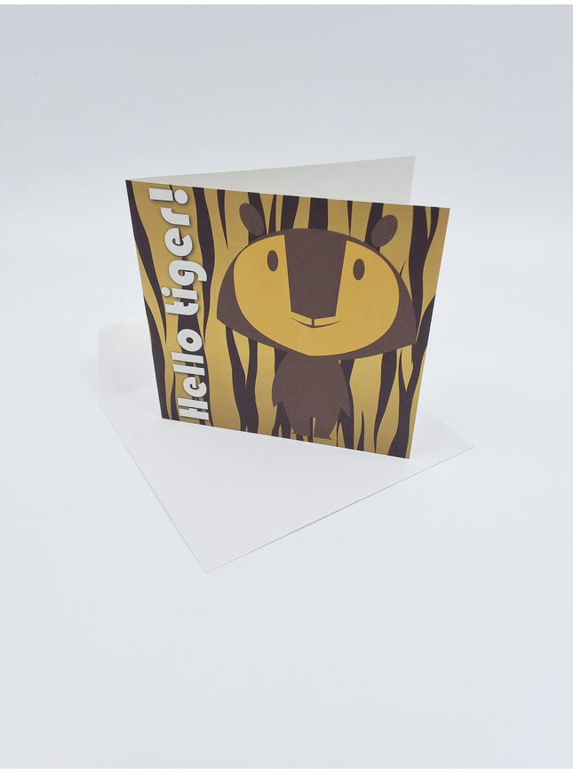Vierkante wenskaart "Hello tiger!"