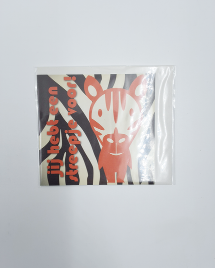 Vierkante wenskaart "Jij hebt een streepje voor!"