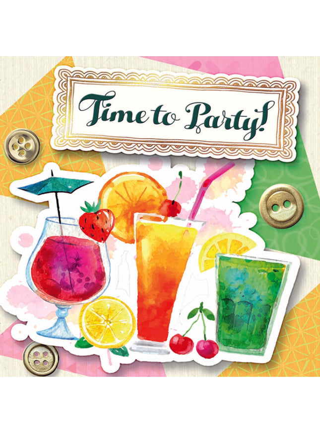 Vierkante wenskaart "Time to Party!"